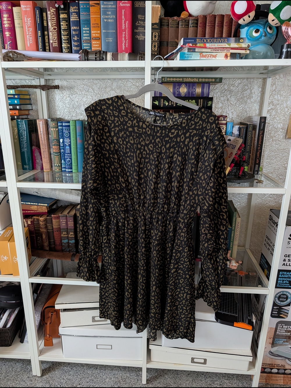 Zara Leopard Print Tunic Dress - Black & Brown